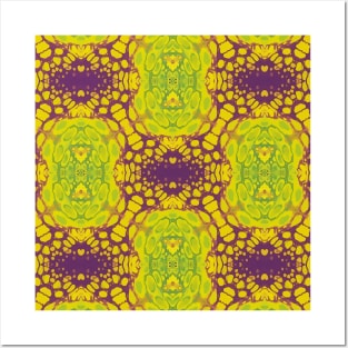 Sort of Psychedelic Purple and Pea Green Pattern - WelshDesignsTP004 Posters and Art